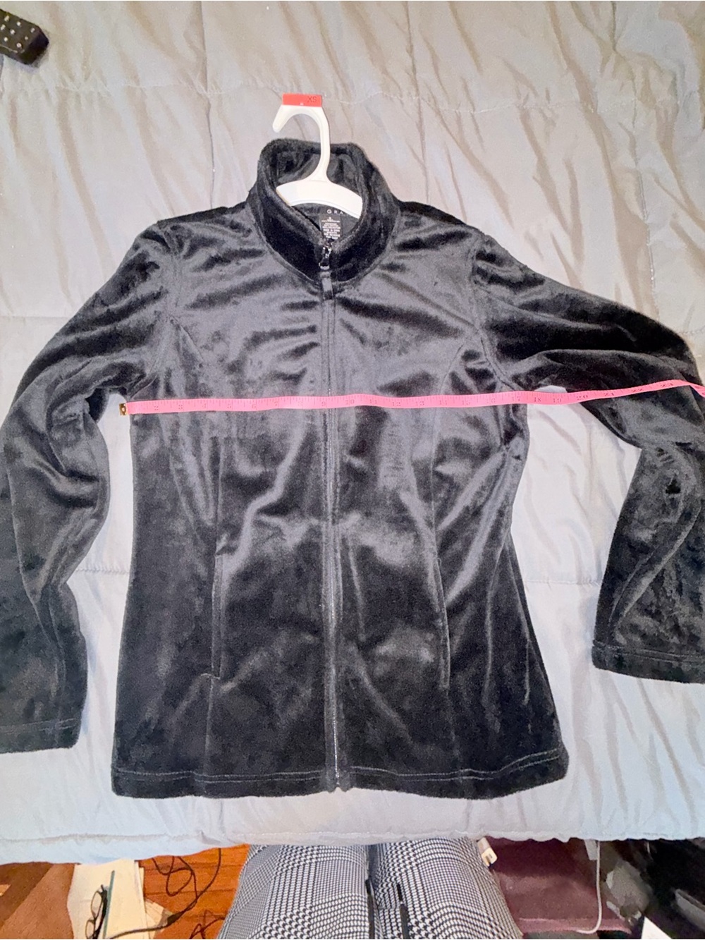 Grace Elements Black Plush Velour Full Zip Jacket Size Small - Picture 4 of 6